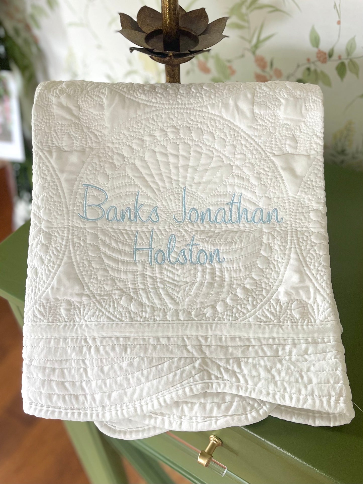 Heirloom Baby Quilt with Rattle