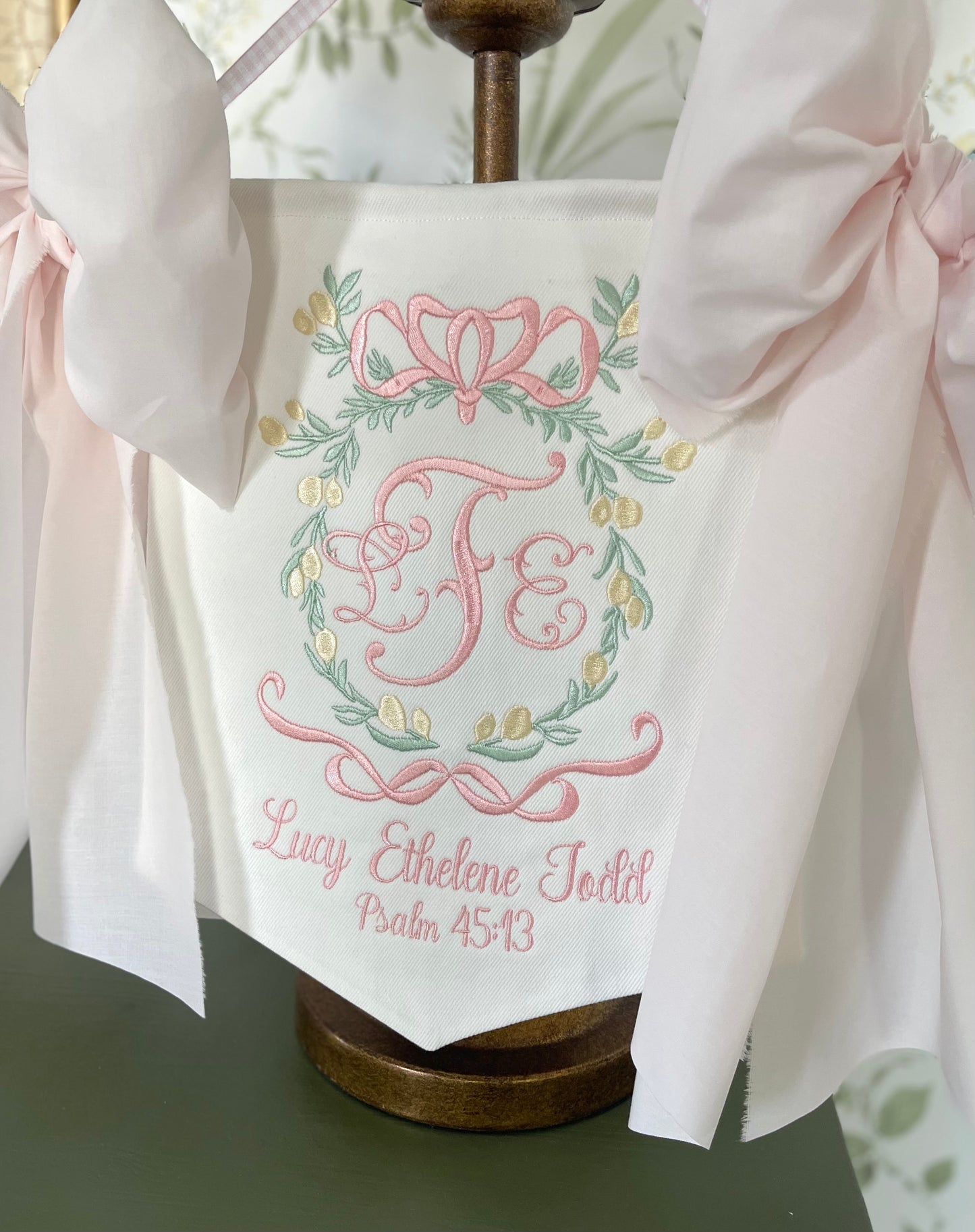 Baby Girl Banner with Floral Bow Frame