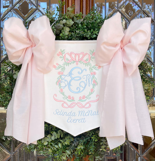 Baby Girl Banner with Floral Bow Frame