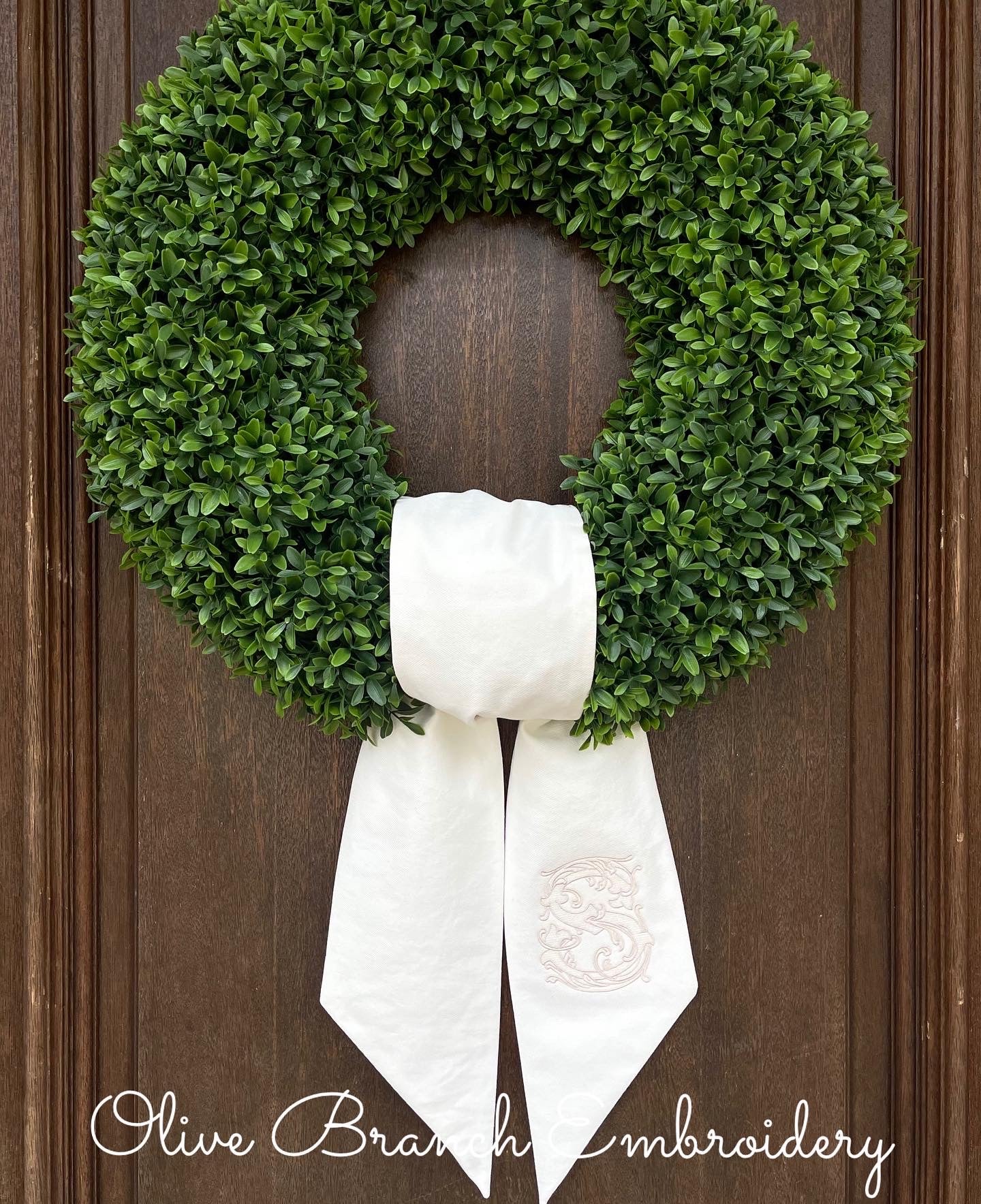 Wreath Sash with Vintage Vine Initial