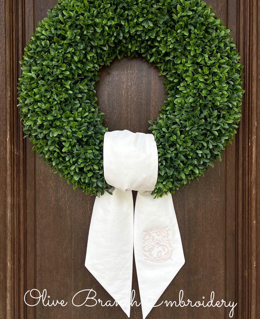Wreath Sash with Vintage Vine Initial