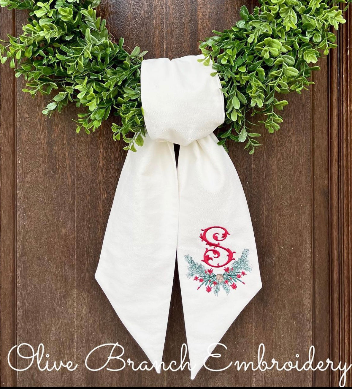 Christmas Cactus Wreath Sash