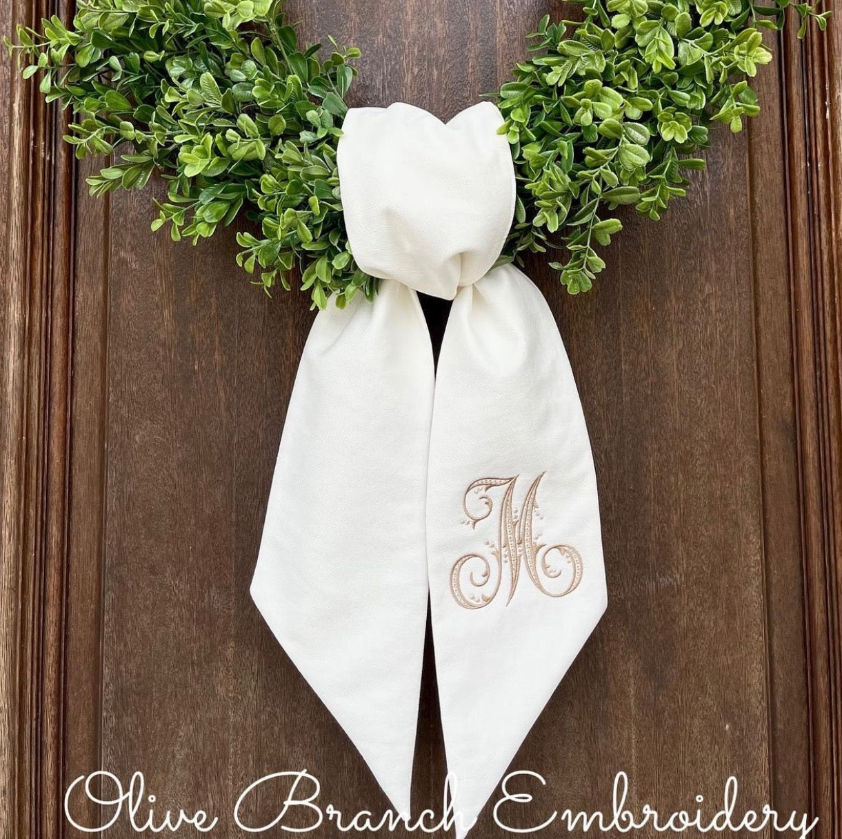 Wreath Sash with Berry Monogram – OliveBranchEmbroidery