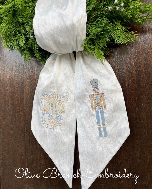 Dupioni Silk Nutcracker Wreath Sash
