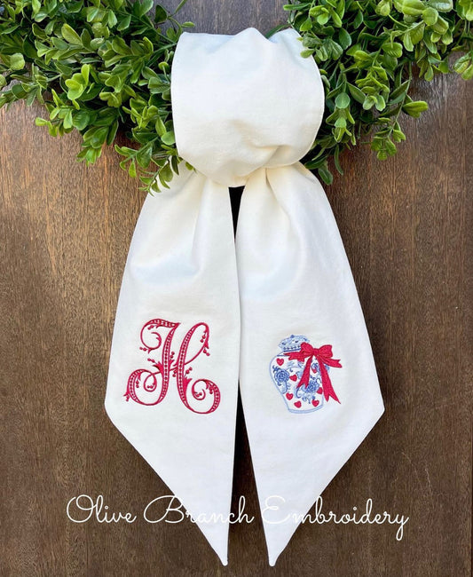 Valentines Ginger Jar Sash with Monogram