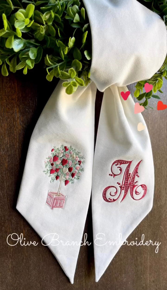 Valentines Topiary Sash with Monogram
