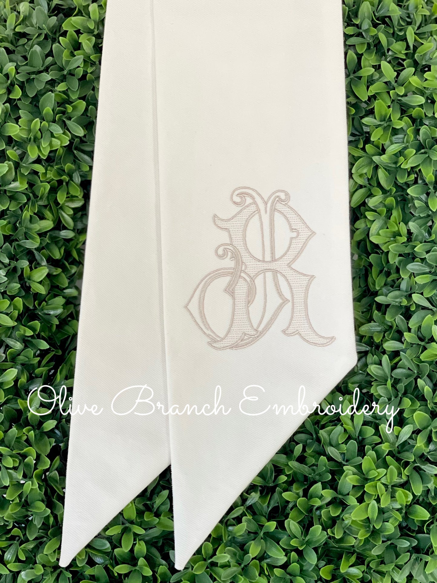 Wreath Sash with Custom 2 Letter Vintage Vine Monogram