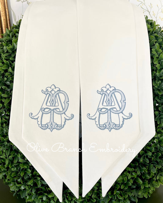 Wreath Sash with Custom 2 Letter Vintage Vine Monogram