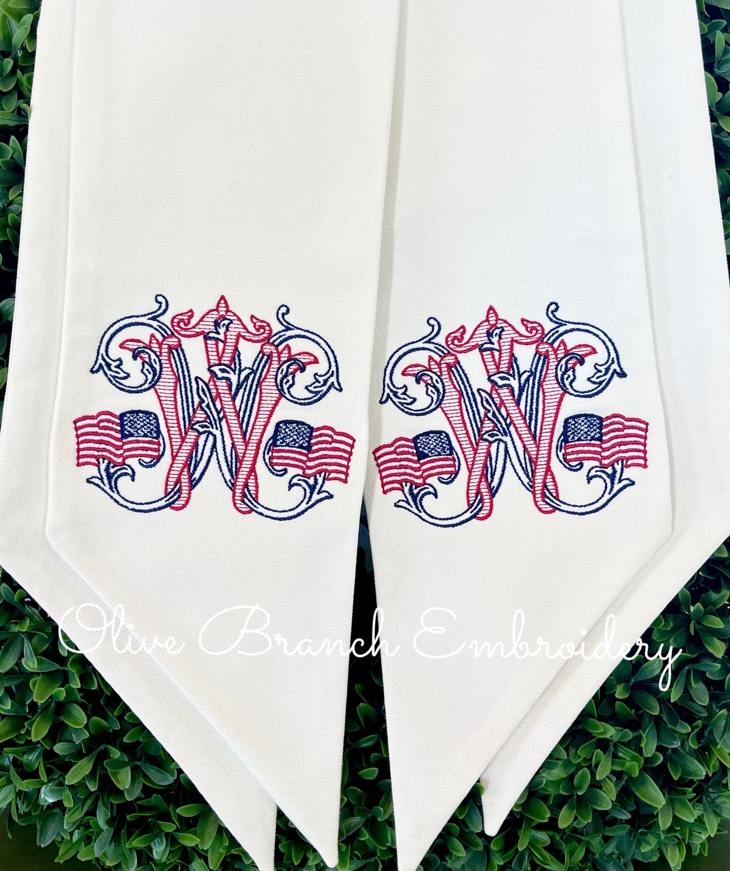 Wreath Sash with Patriotic Monogram