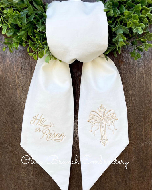 "He is Risen" Wreath Sash with Cross