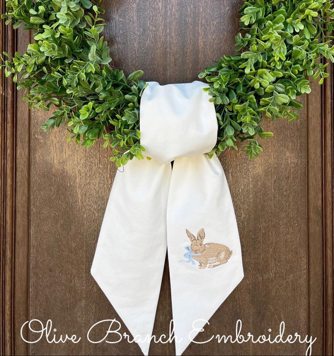 Bunny with Bow Wreath Sash