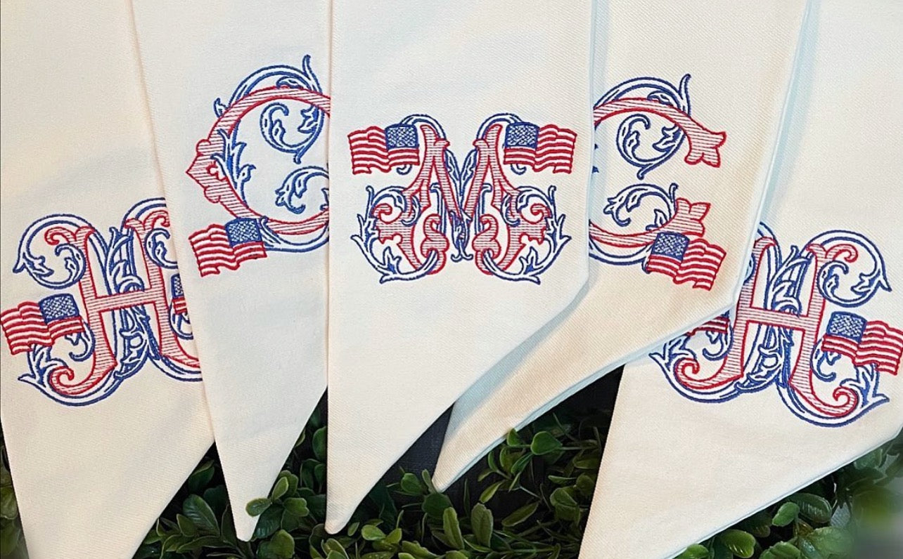 Wreath Sash with Patriotic Monogram