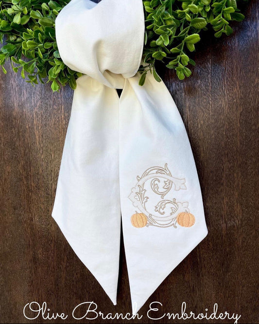 Pumpkin Monogram Wreath Sash