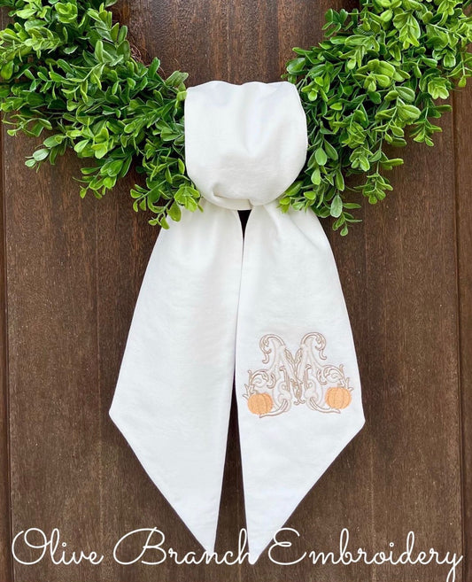 Pumpkin Monogram Wreath Sash