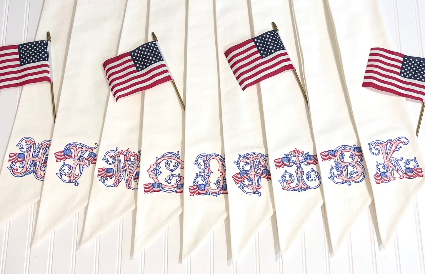 Wreath Sash with Patriotic Monogram