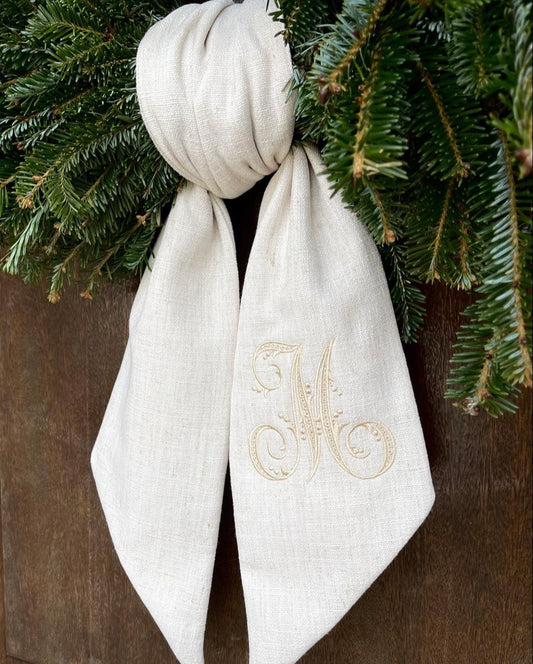 Oatmeal Wreath Sash with Berry Monogram