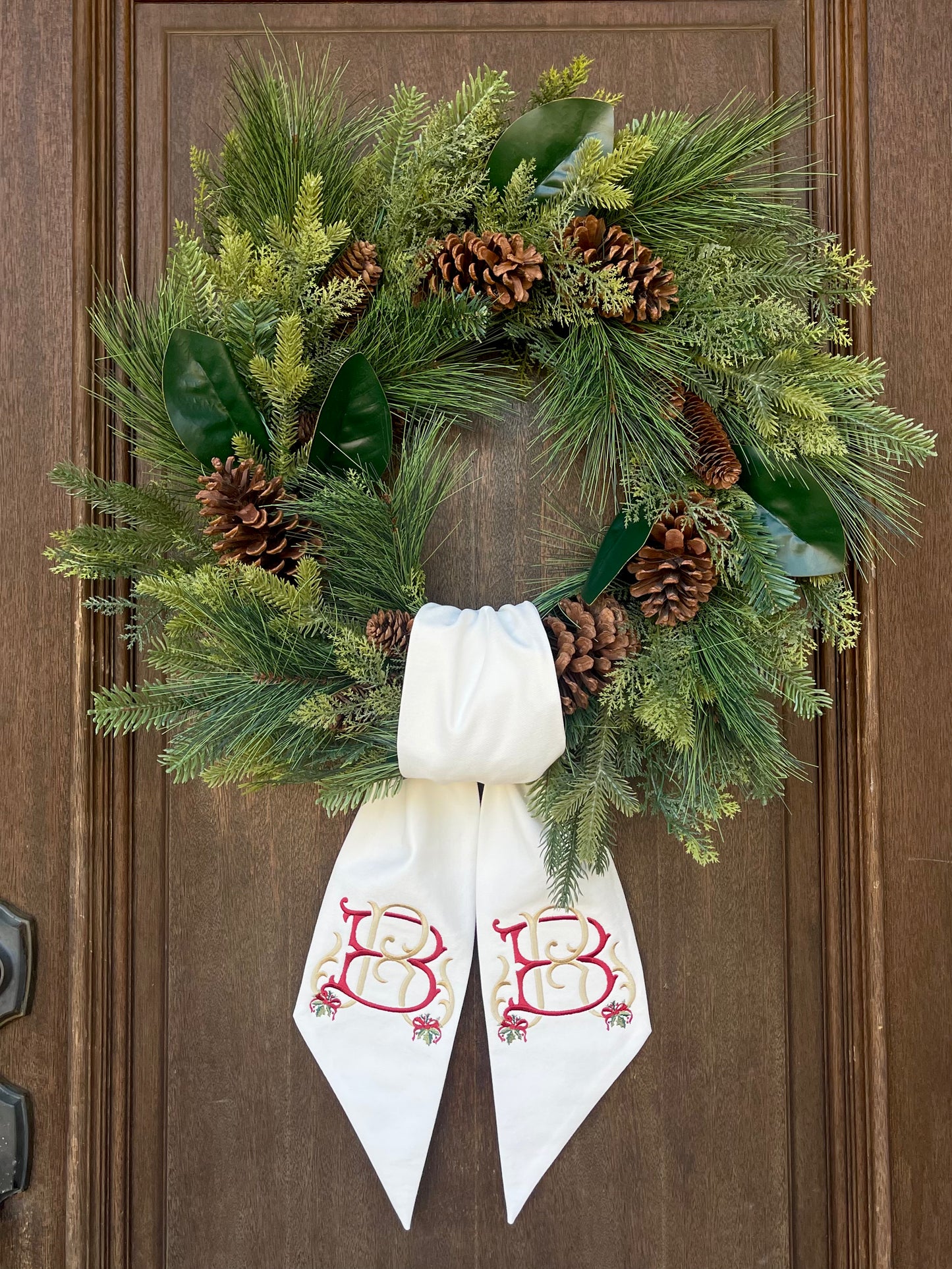 Christmas Holly Wreath Sash