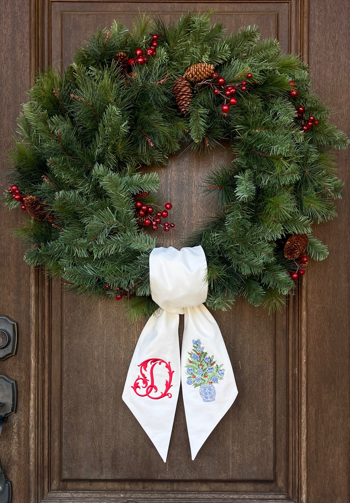 Chinoiserie Christmas Tree Wreath Sash