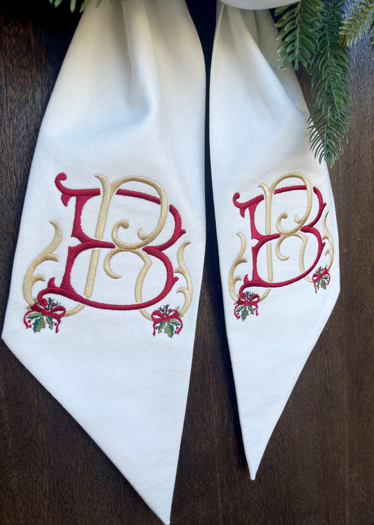 Christmas Holly Wreath Sash