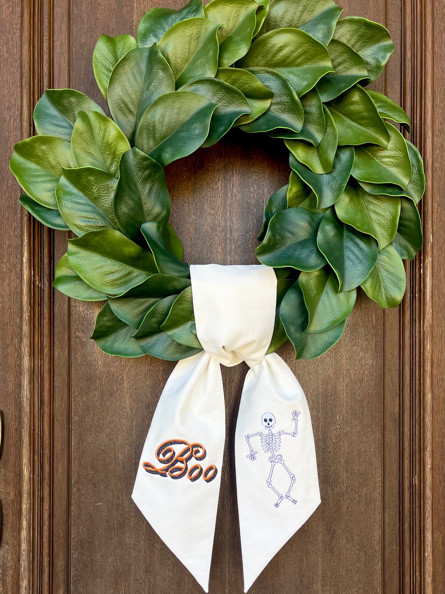 BOO Wreath Sash with Skeleton