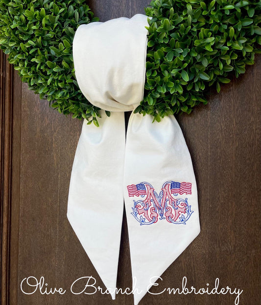Wreath Sash with Patriotic Monogram