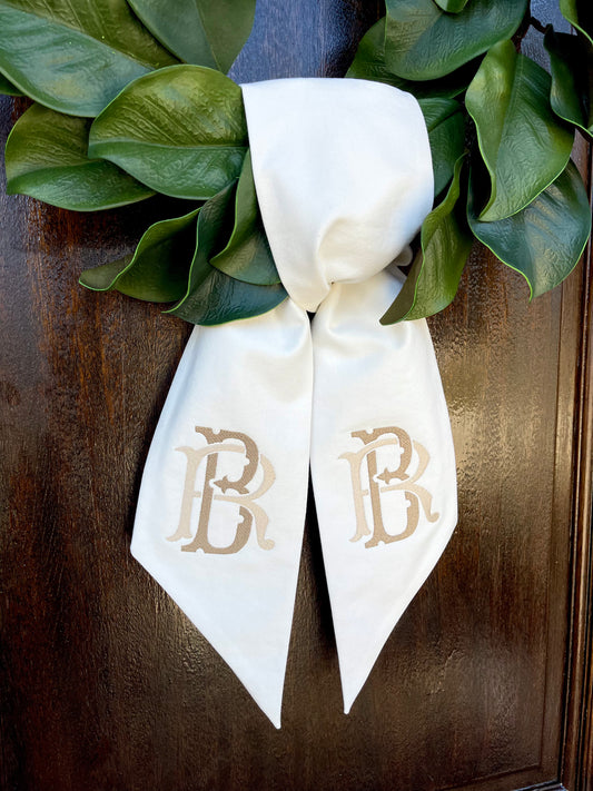Wreath Sash With Chic 2 Letter Monogram