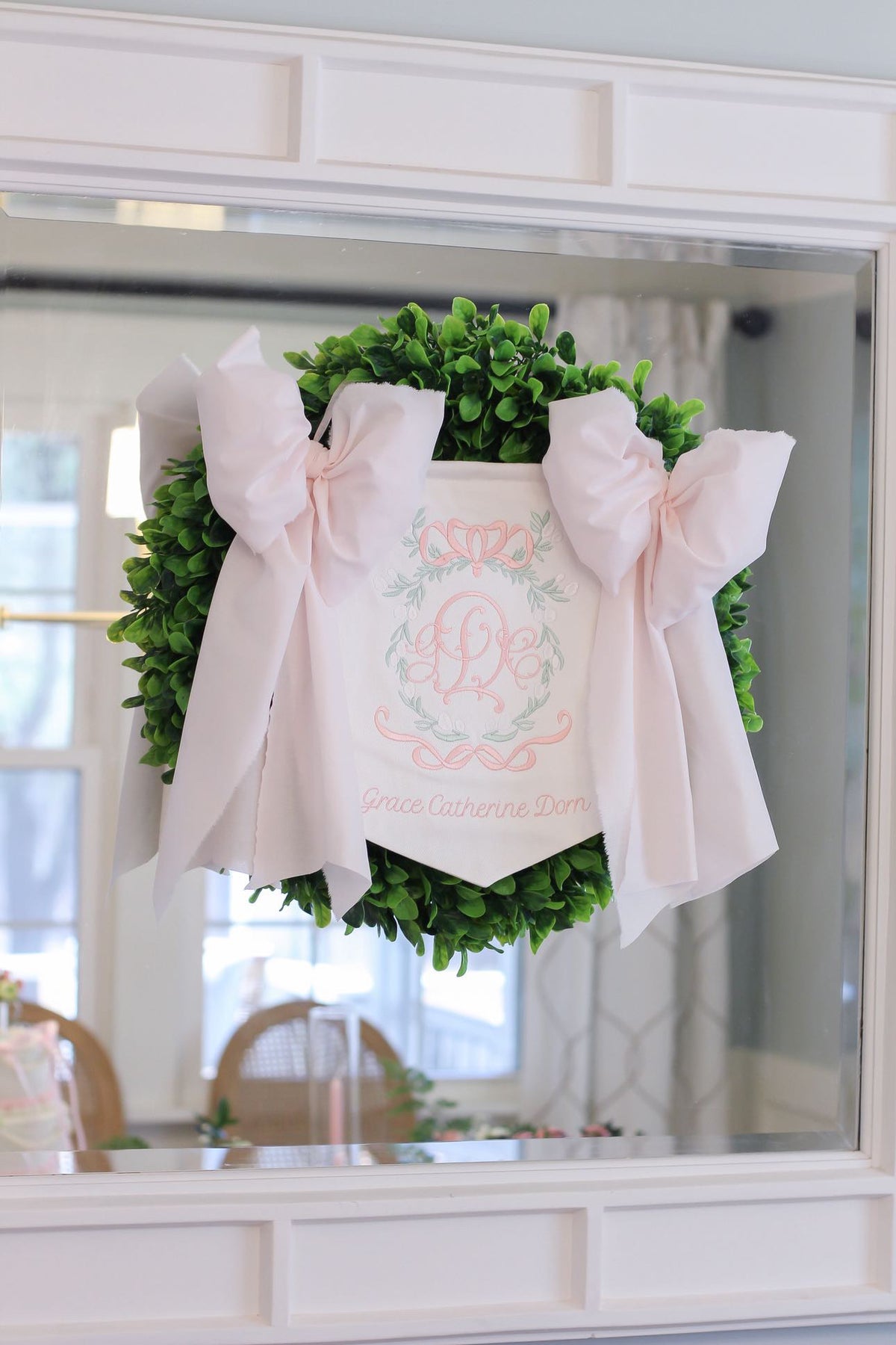 Baby Girl Banner with Floral Bow Frame