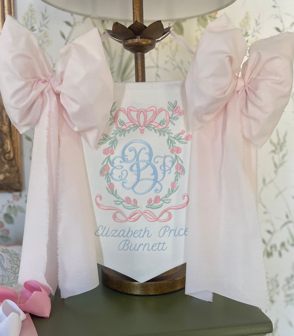 Baby Girl Banner with Floral Bow Frame