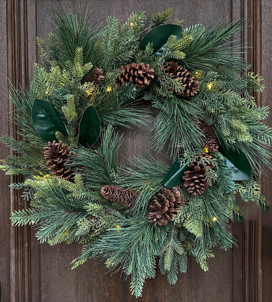 Real Touch Pre-Lit Holiday Wreath
