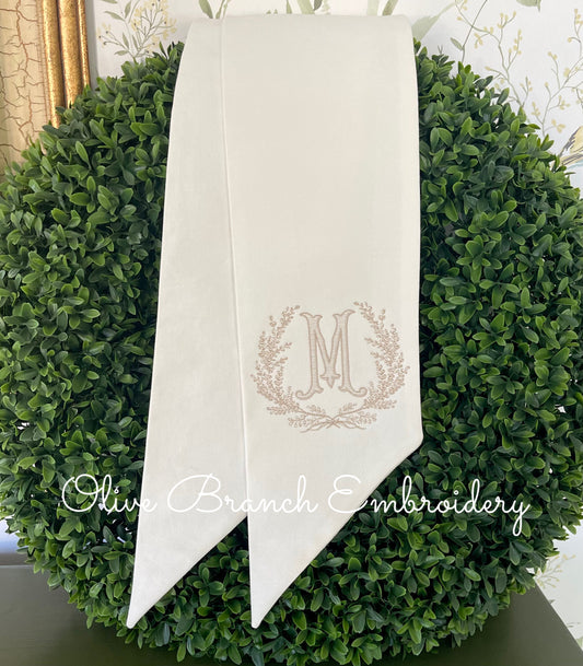 Laurel Wreath Sash with Monogram