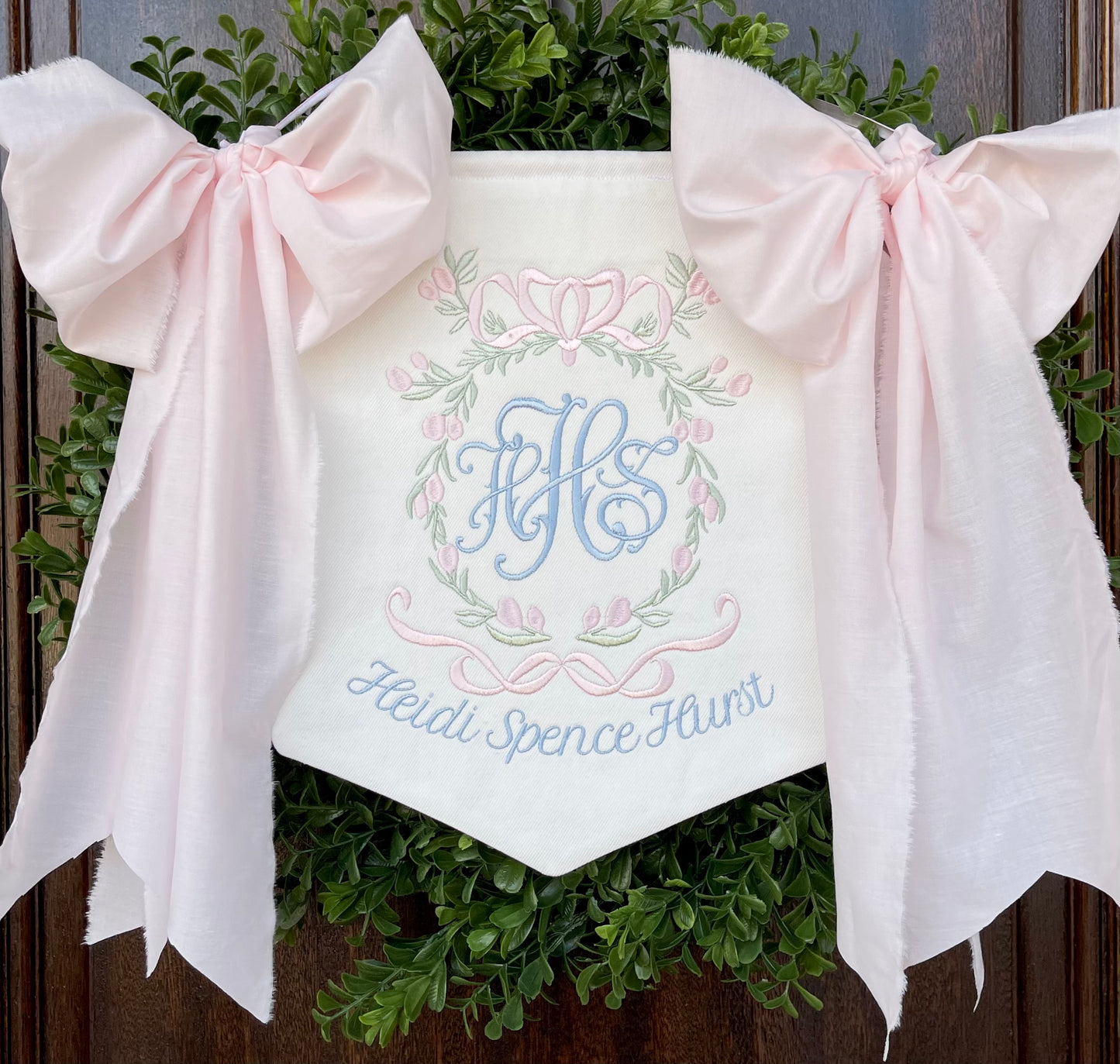 Baby Girl Banner with Floral Bow Frame