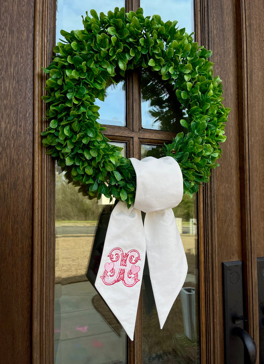 Wreath Sash with Heart Monogram