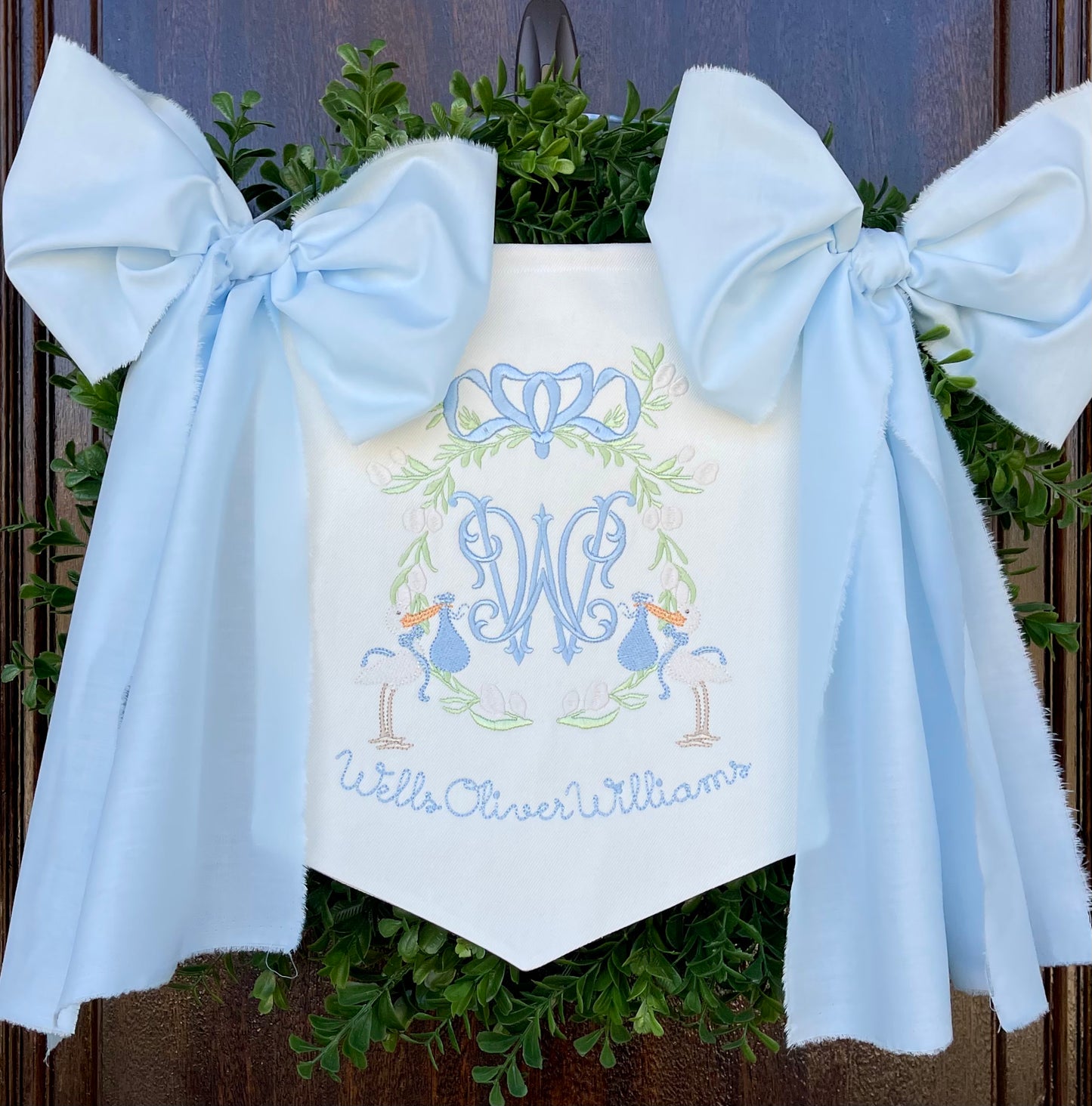 Baby Boy Banner with Stork Frame