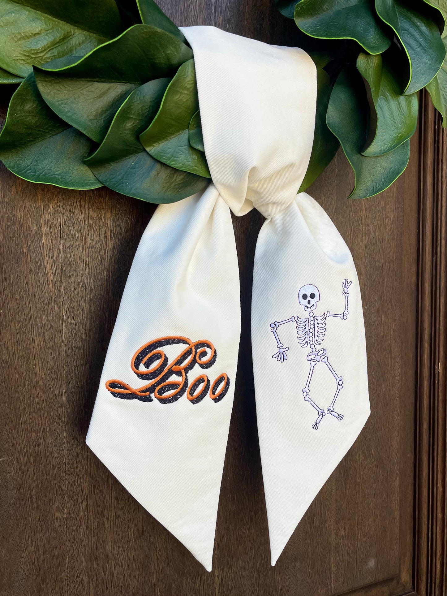 BOO Wreath Sash with Skeleton